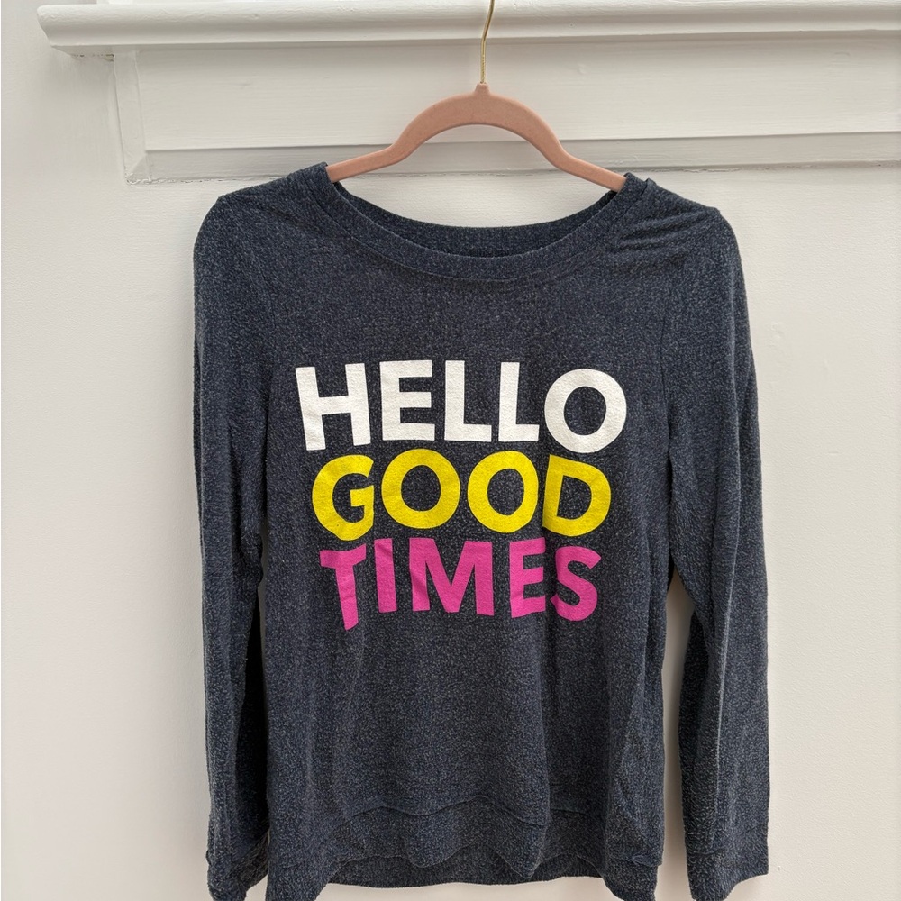 Chaser Long Sleeve Tee - Blue/Gray with Yellow, Pink, White